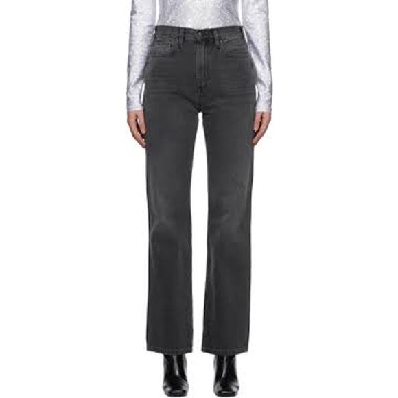 Elan Black Washed Button Fly Raw Hem High Rise Cropped Ankle Jeans Small 4 US 27 - Picture 3 of 11